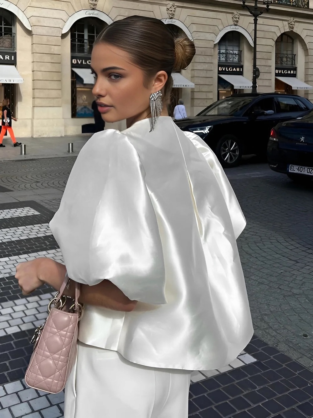 Commense Oversized Puff Sleeve Blouse XS LL2-8 - Picture 3 of 5